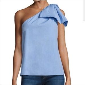 NWT Milly One Shoulder Cindy Blouse with Bow - P